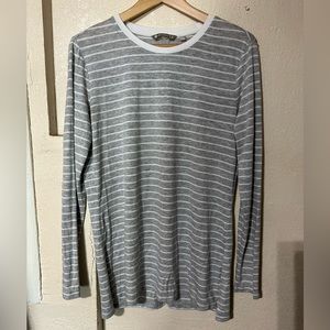 Athleta grey and white striped long sleeve tunic top